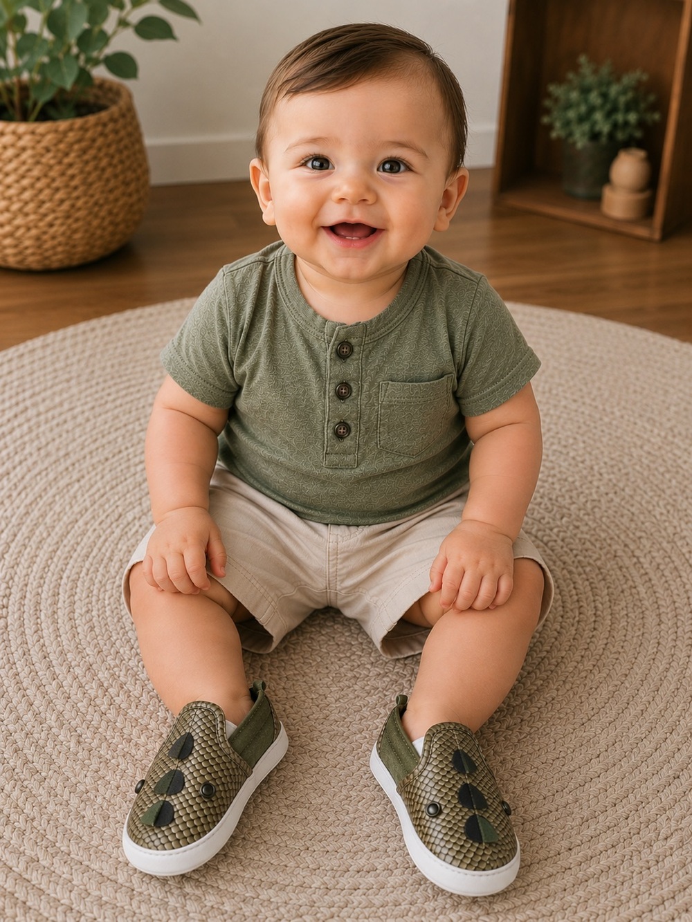 Rising Star infant Green lizard design shoes size 9-12 months